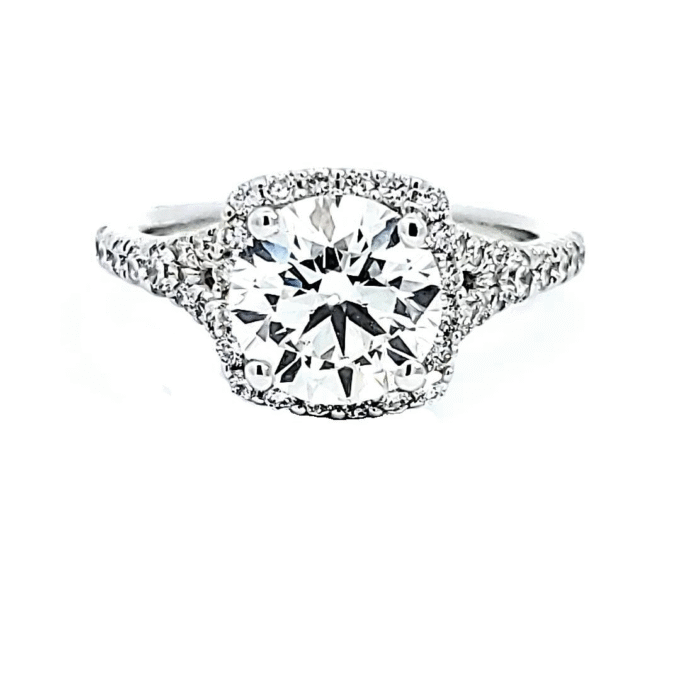 Square Halo Engagement Ring with 2ctw Round Lab-Grown Diamonds in 14k White Gold