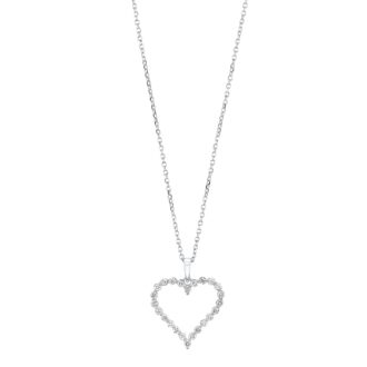 Heart Fashion Necklace with .25ctw Round Diamonds in 14k White Gold