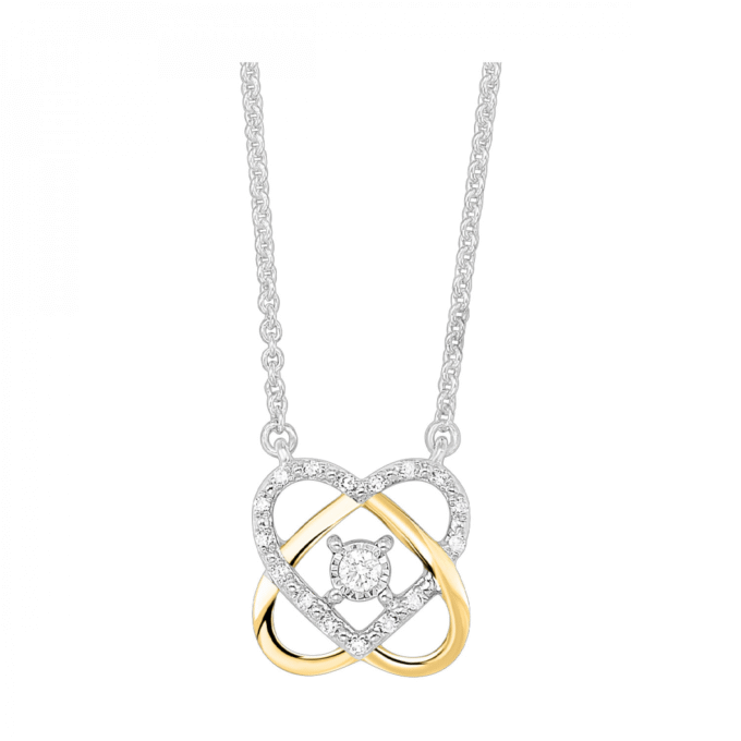 Love's Crossing Drop Necklace with .08ctw Round Diamonds in 10k Gold