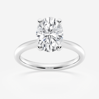 Oval Solitaire Engagement Ring with 1ct Lab Grown Diamond in 14k White Gold