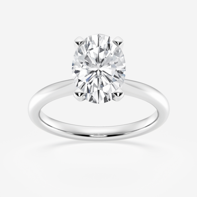 Oval Solitaire Engagement Ring with 1ct Lab Grown Diamond in 14k White Gold