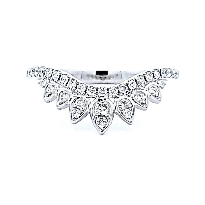 Elegant 14K White Gold Crown Enhancer Ring with 0.26ctw Diamonds