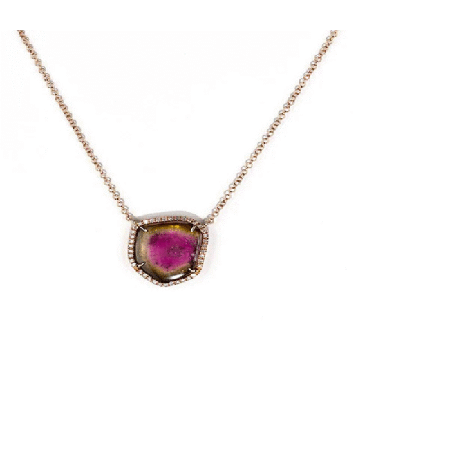 Organic Halo Necklace with .63ctw Round Diamonds in 14k Yellow Gold
