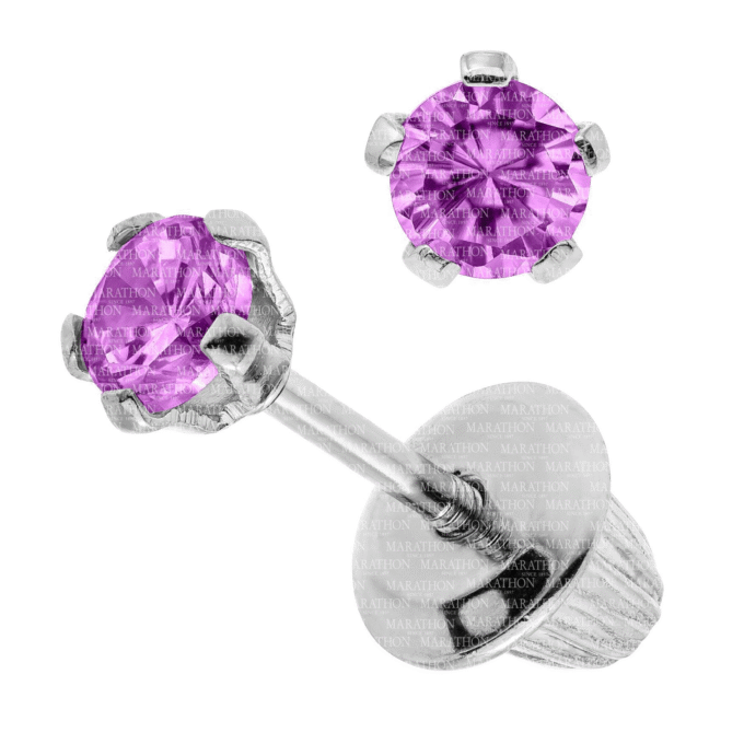 February Birthstone 3mm Stud Earrings in Sterling Silver