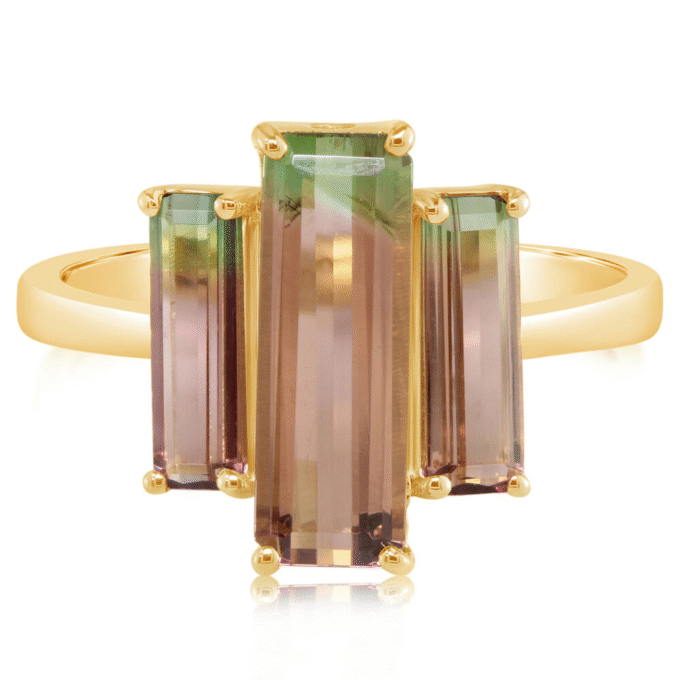 Bi-Color Tourmaline Fashion Ring in 14k Yellow Gold