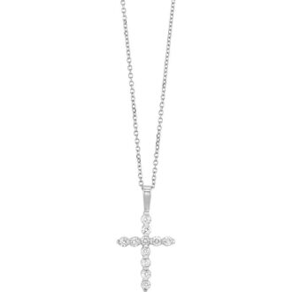 Cross Necklace with .10ctw Round Diamonds in 14k White Gold