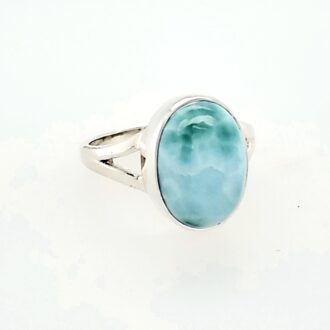 Fashion Ring with Oval Larimar in Sterling Silver