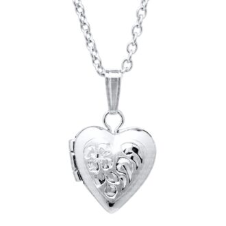 Children's Heart Locket in Sterling Silver 13" Length