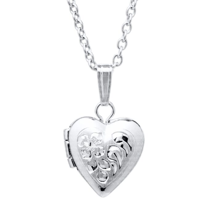Children's Heart Locket in Sterling Silver 13" Length