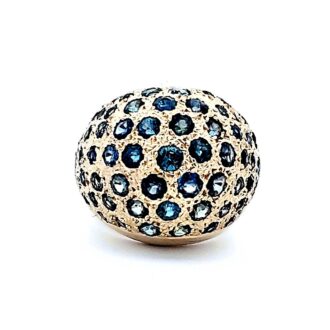 Pre-Owned 14K Yellow Gold Domed Fashion Ring with Round Natural Sapphire