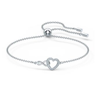 Swarovski "Infinity" Bolo Bracelet with White Crystals in White