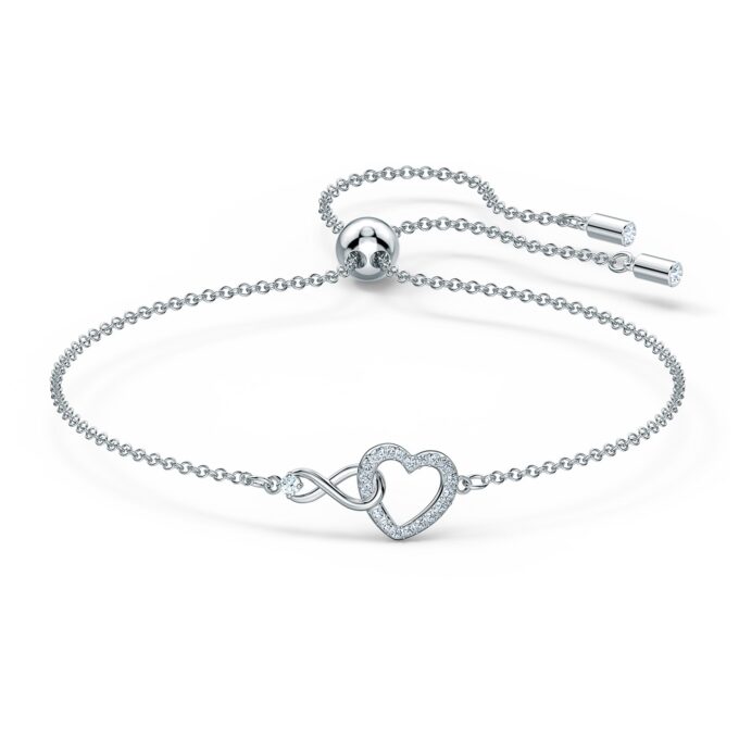 Swarovski "Infinity" Bolo Bracelet with White Crystals in White