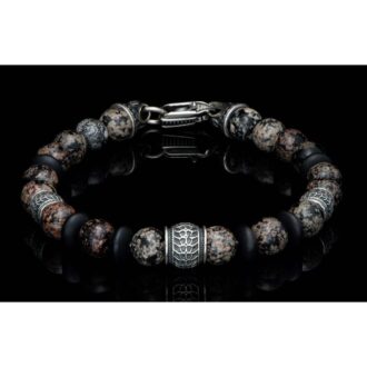 Sterling Silver Seaside Red Snowflake Obsidian Beaded Bracelet, Agate