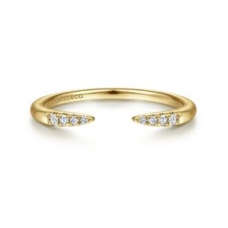 Gabriel 14K Yellow Gold Open Diamond Tipped Stackable Ring