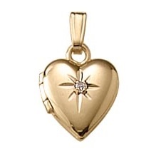 14Kgf Rd Dia Poli Heart Locket/13" Chain