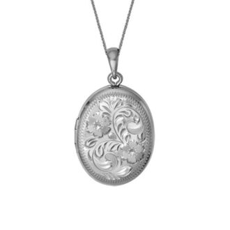 Ss Oval Eng Locket W/ 16-18" Cable Chain
