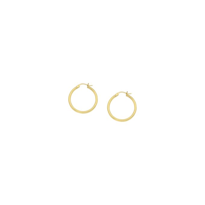 14K Yellow Gold Extra Small Round Tube Hoop Earrings 2mm