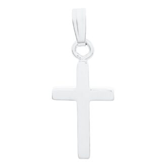 Square Edge Cross Pendant Sterling Silver Plain Polished