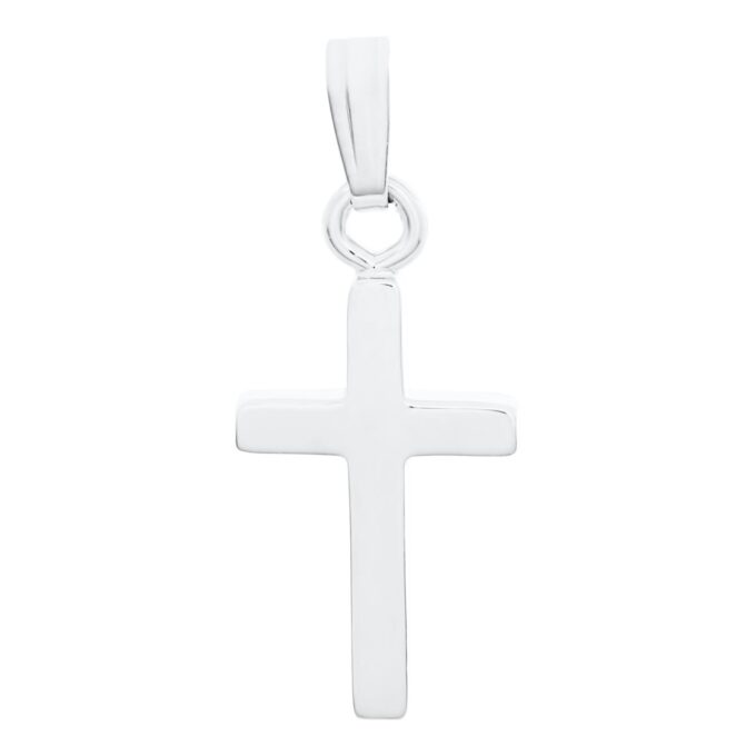 Square Edge Cross Pendant Sterling Silver Plain Polished