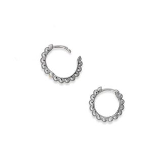 Beaded Hoop Earrings in Sterling Silver