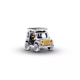 Pandora Car Charm in Silver & Gold Plated with Clear CZ
