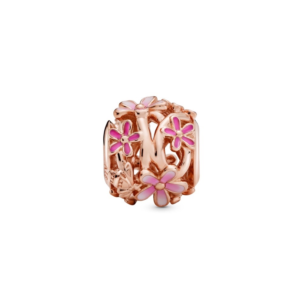 Pandora Openwork Pink Daisy Flower Charm