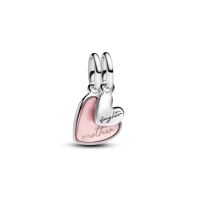 Pandora Splittable Pink Bioresin Double Heart Charm