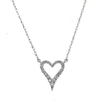 Heart Necklace with .10ctw Round Diamonds in 10k White Gold