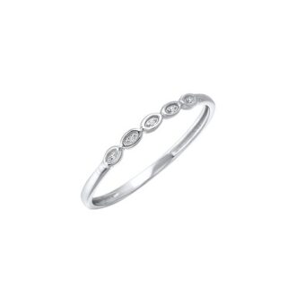 Stackable Fashion Ring with .01ctw Round Diamonds in 10k White Gold