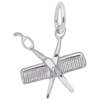 Comb & Scissors Charm in Sterling Silver by Rembrandt Charms