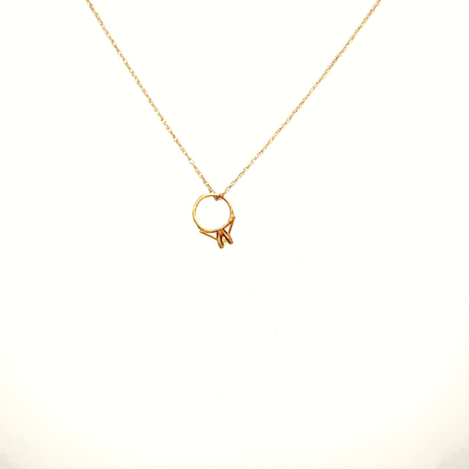 10k Yellow Gold Peridot Birthstone Ring Charm with Chain