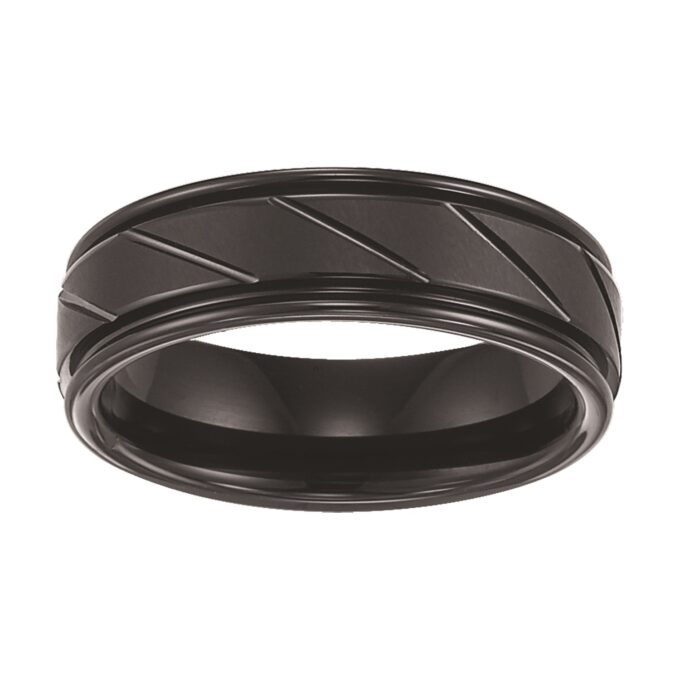 Triton Men's 7mm Wedding Band in Black Tungsten Carbide