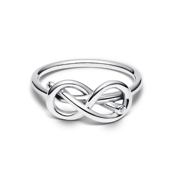 Pandora Silver Infinity Knot Ring with Clear CZ