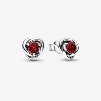 July True Red Eternity Circle Stud Earrings