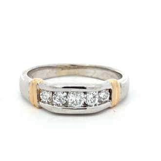 Pre-Owned 14K Two-Tone Men's Ring with 0.5CTW Round Channel Set Diamonds