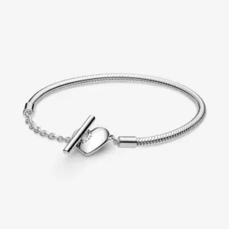 Pandora Moments T-Bar Heart Snake Chain Bracelet 20 cm