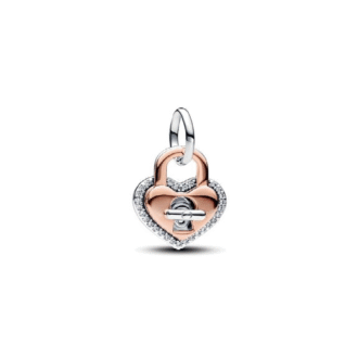 Two-tone Twistable Heart Padlock Double Dangle Charm