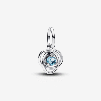 Pandora Silver Sea Aqua Blue Dangle Charm with Clear CZ