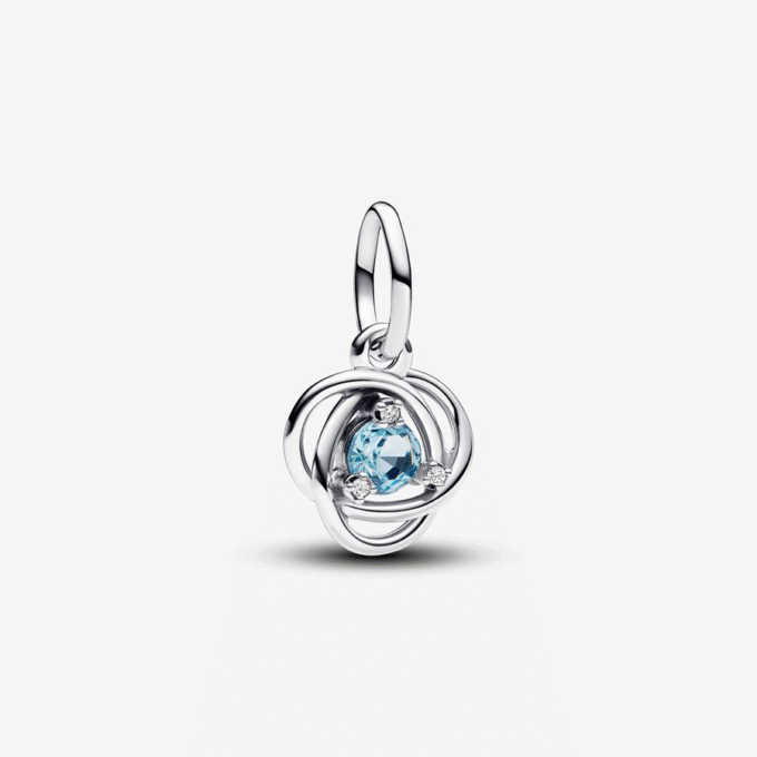 Pandora Silver Sea Aqua Blue Dangle Charm with Clear CZ