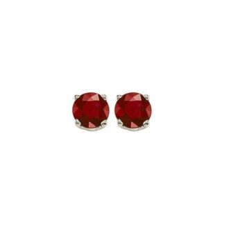 Round Ruby Stud Earrings in Sterling Silver
