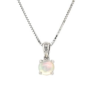 Birthstone Necklace with Lab-Grown Opal in Sterling Silver