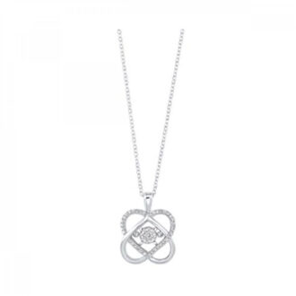 Love's Crossing Necklace with .10ctw Round Diamonds in Sterling Silver