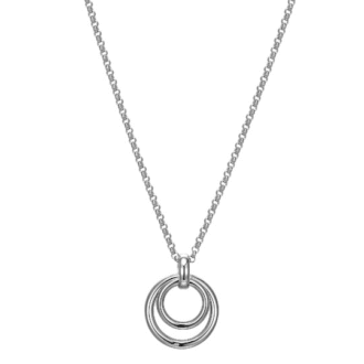 Double Circle Drop Pendant Necklace with 17" Rolo Chain and 3" Extension