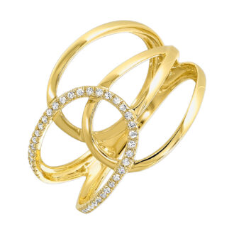 Open Loop Fashion Ring with .10ctw Round Diamonds in 14k Yellow Gold