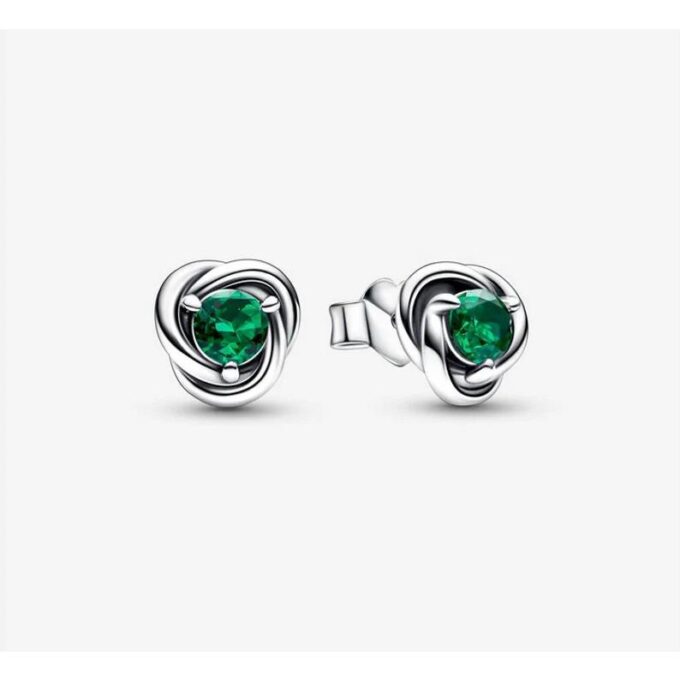 May Birthstone Eternity Circle Stud Earrings