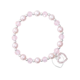 Children's Pink Bead Heart Bracelet