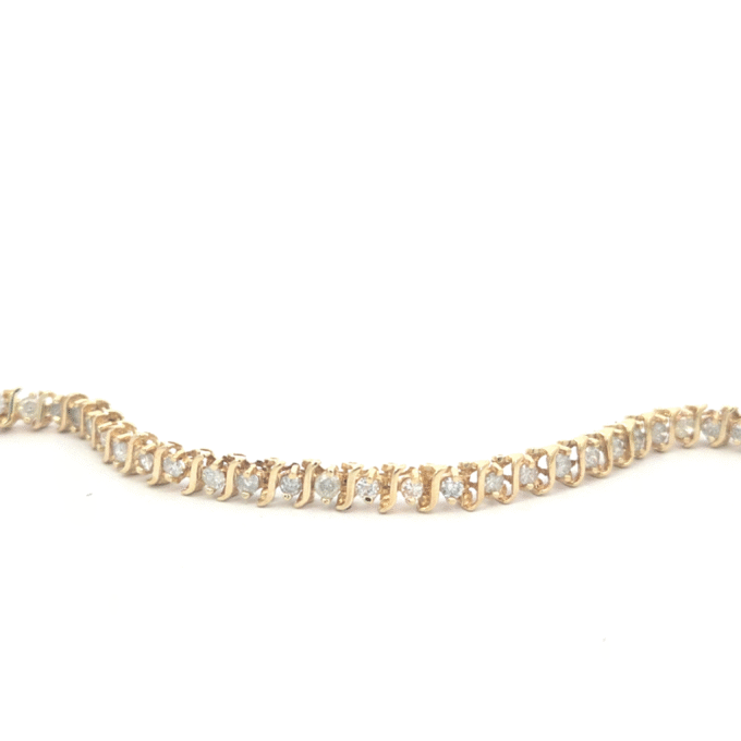 Pre-Owned 14K Yellow Gold 3ctw Round Diamond Tennis Bracelet 7.5"