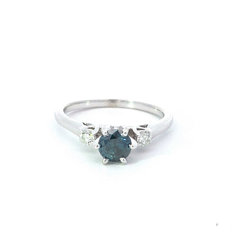 Pre-Owned Blue Enhanced Diamond .49ct Engagement Ring in 14K White Gold