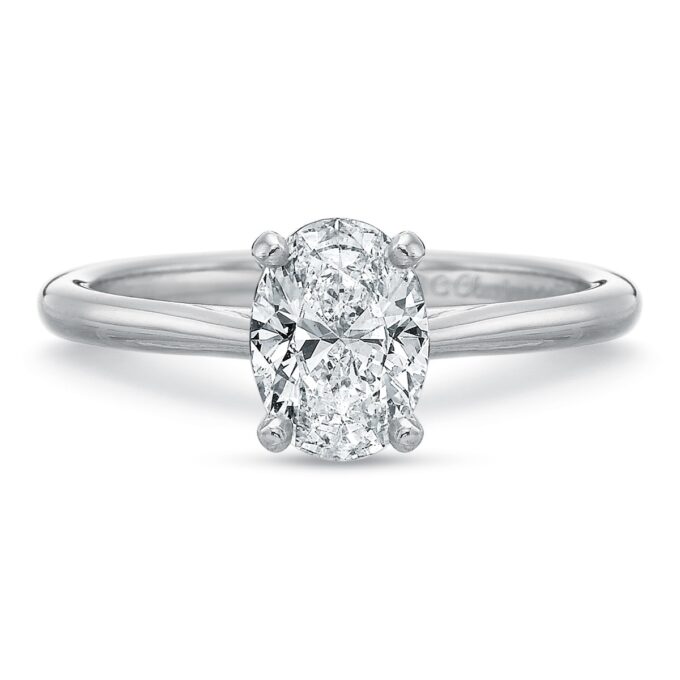 Solitaire Engagement Ring with .46ct Oval Diamond in 14k White Gold