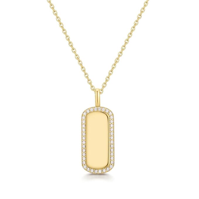 Ania Haie Gold Sparkling Dog Tag Drop Pendant Necklace